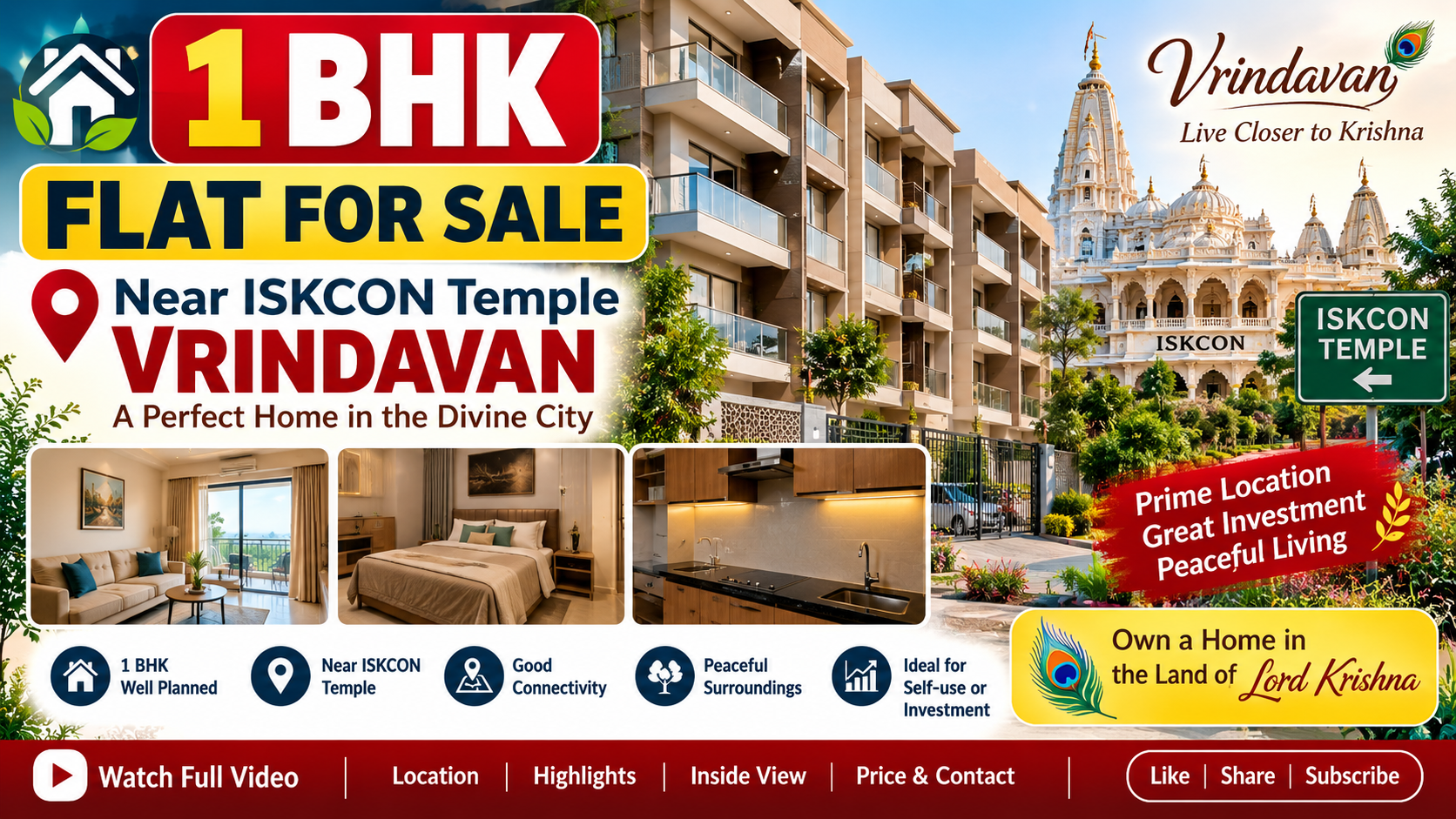 BHK Flat for Sale Near ISKCON Temple, Vrindavan | Prime Location